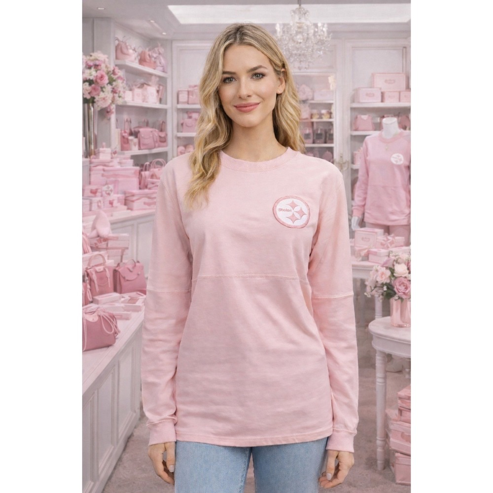 Fanatics‎ Pittsburgh Steelers Womens Pink Glitter Spirit Jersey Long Sleeve 2XL